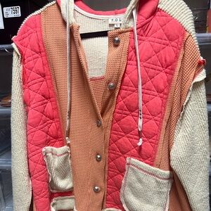 POL Red and Tan Quilted Jacket